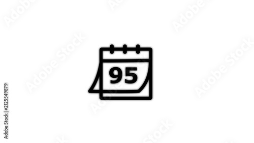 Black Calendar Showing Number 95 on White Background Date Schedule Event and Time Management Concept 4K Motion Graphic