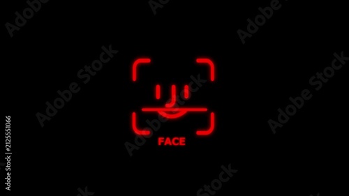 Face ID Authentication Animation on Black Background Digital Identity Protection Cyber Security and Facial Recognition Concept 4K Motion Graphic