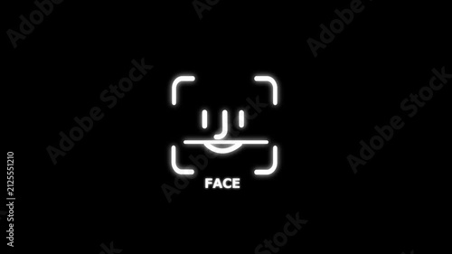 Face ID Authentication Animation on Black Background Digital Identity Protection Cyber Security and Facial Recognition Concept 4K Motion Graphic