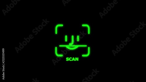 Face ID Scan Authentication Animation on Black Background Digital Identity Protection Cyber Security and Facial Recognition Concept 4K Motion Graphic