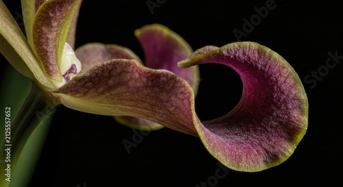 Close-up of a blooming purple passion flower on a green vine.