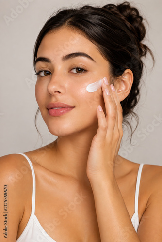 Rutina de cuidado de la piel con hidratante facial