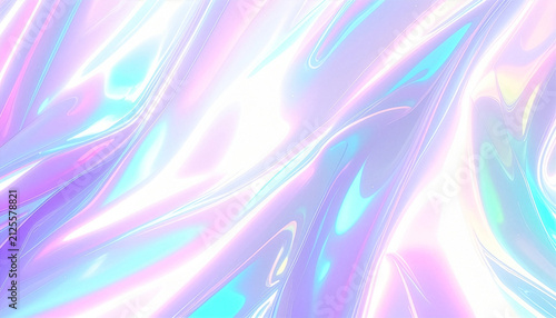 Vibrant holographic liquid wave background with glowing light reflections