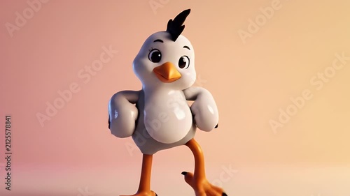 Adorable Baby Bird Character Dancing in 3D Style
