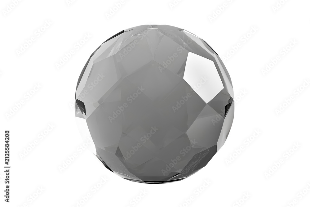 Fototapeta premium Faceted smoky gray crystal sphere isolated on transparent background