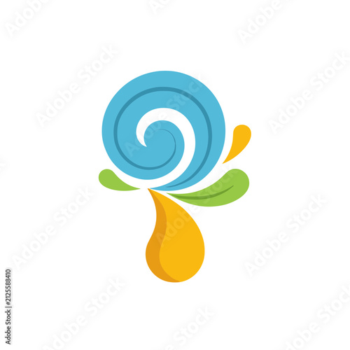 Abstract Swirl with Droplet and Leaves