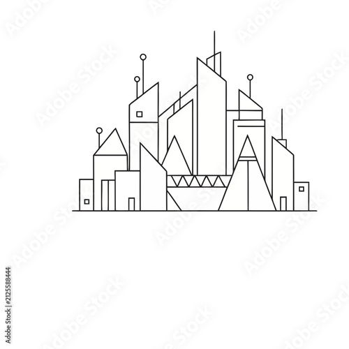 Abstract Cityscape Line Art