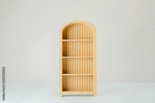 Minimalist Yellow Arched Bookshelf and Display Rack Mockup