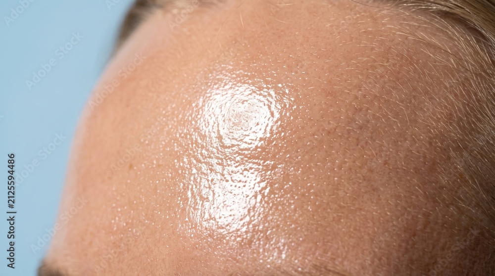 Fototapeta premium Macro Close Up of Oily Shiny Skin on Human Forehead for Dermatology Concept
