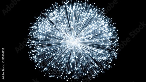 A bright spherical core emitting outward radiating beams of light, creating a dazzling starburst effect against a dark background.