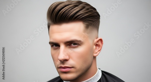 Stylish Young Man with Modern Pompadour Haircut Looking Confidently