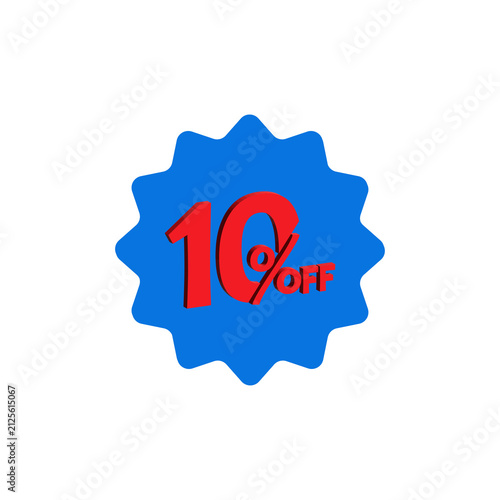 10% Off Blue Starburst Badge With Red Text For Sale Promotion And Marketing