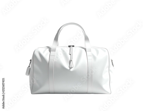 White zip-top travel bag mockup isolated