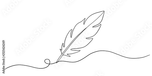 Obraz na płótnie Minimalist Continuous Line Drawing of a Single Feather