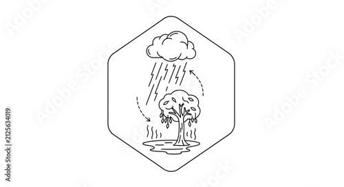 Tree and Rain Cycle Illustration