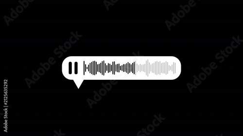 Audio voice message animation with alpha channel ,Playing record voice message , Voice message, Speech waves animation 0n Transparent Background in 4K.

