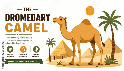 Foto Illustration of a single dromedary camel standing tall.