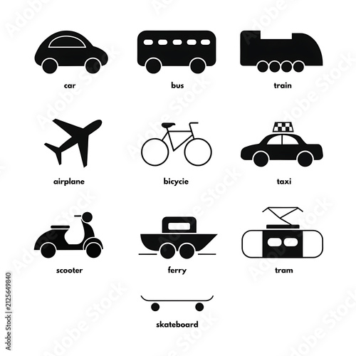transportation icons set