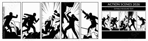 Obraz na płótnie Professional Vertical Storyboard Layout for Action Scenes 2026 Featuring Cinemat