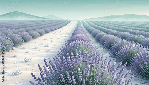 Lavender Fields in the French Countryside: Serene Landscape Photography for Travel, Nature, and Wellness