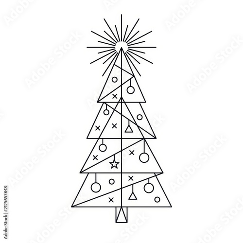 Stylized Christmas tree illustration line art