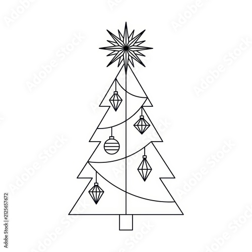 Stylized Christmas tree with ornaments and star