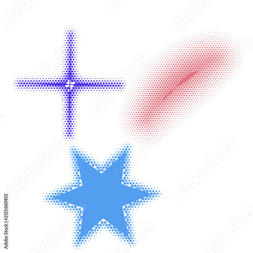 Colorful abstract cross and star illustration design isolated on transparent background