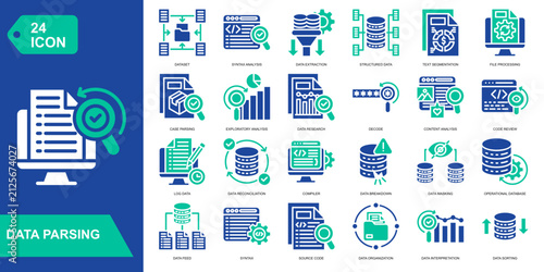 Foto Data Parsing Solid Icon Set