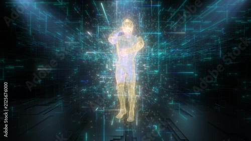 Advanced AI Robot Cyber Dance in Digital Future Environment