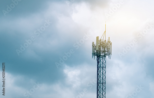 Konstfotografi Telecommunication tower with dramatic cloudy sky