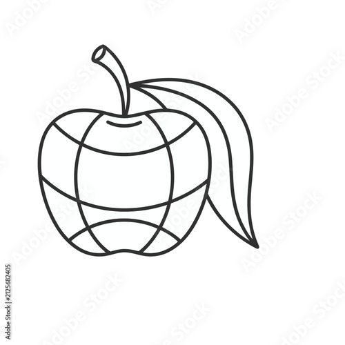 Apple with globe lines and leaf