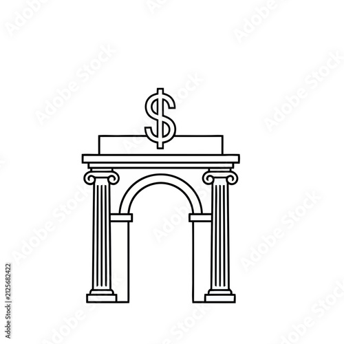 Arch with Dollar Sign and Columns