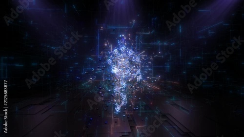 Futuristic Robot Cyber Dance with Neon Cyberpunk Style