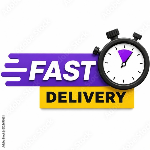 Fast delivery service logo with speed timer icon
