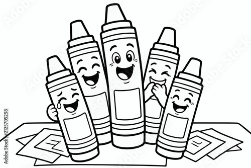 Coloring book for children — funny pencils are the best friends.