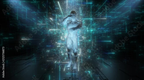 Robot Cyber Dance in Futuristic Neon Technology World