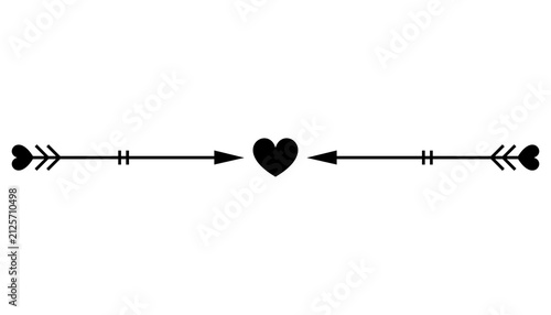 Фотография Decorative line with arrows and heart, symbol of love and connection