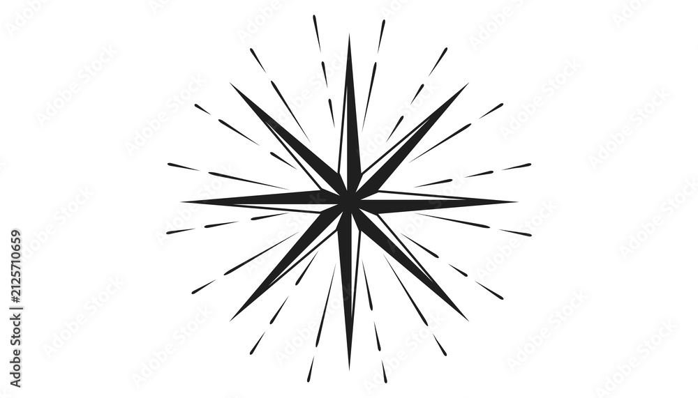 Fototapeta premium Eight pointed starburst on checkered background dynamic abstract shape.