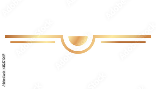 Cuadro en lienzo Gold decorative line divider with semicircular accent on transparent background