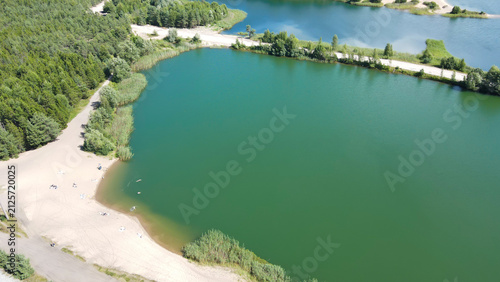 Fotografie Aerial view of Manniku sand quarry lagoon lakes