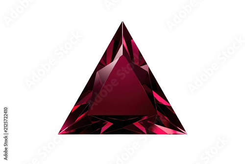 Dark crimson triangular crystal jewel isolated