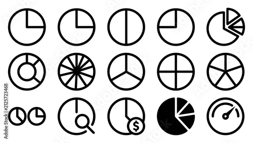 Fotografía Set of various pie chart icons for business data analysis and financial reportin