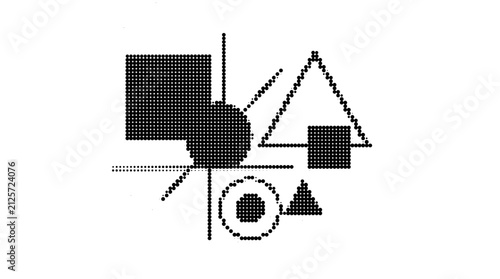 Obraz na plátne Minimalist geometric abstract vector composition, black and white constructivist