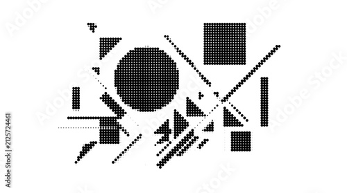Bild auf Leinwand Abstract geometric composition with black shapes, minimalist constructivist vect
