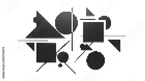 Foto Abstract geometric composition with black shapes, minimalist suprematist art vec