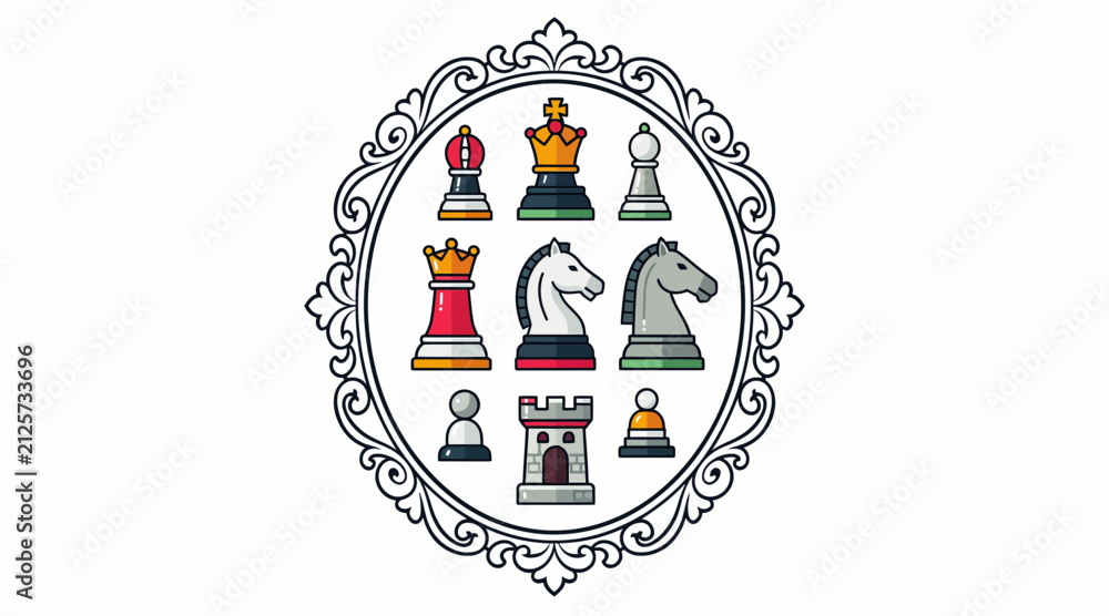Obraz premium chess pieces in ornate frame