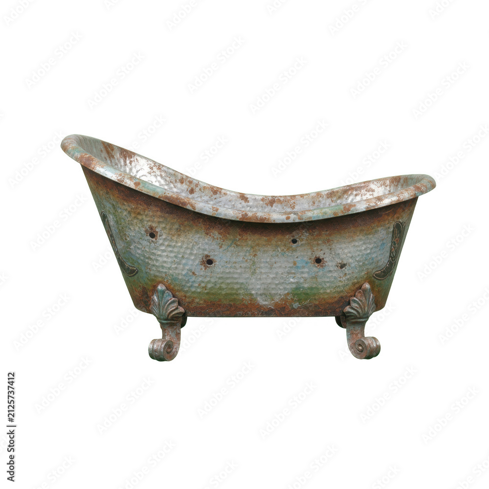 Fototapeta premium Vintage Rustic Metal Bathtub with Claw Feet