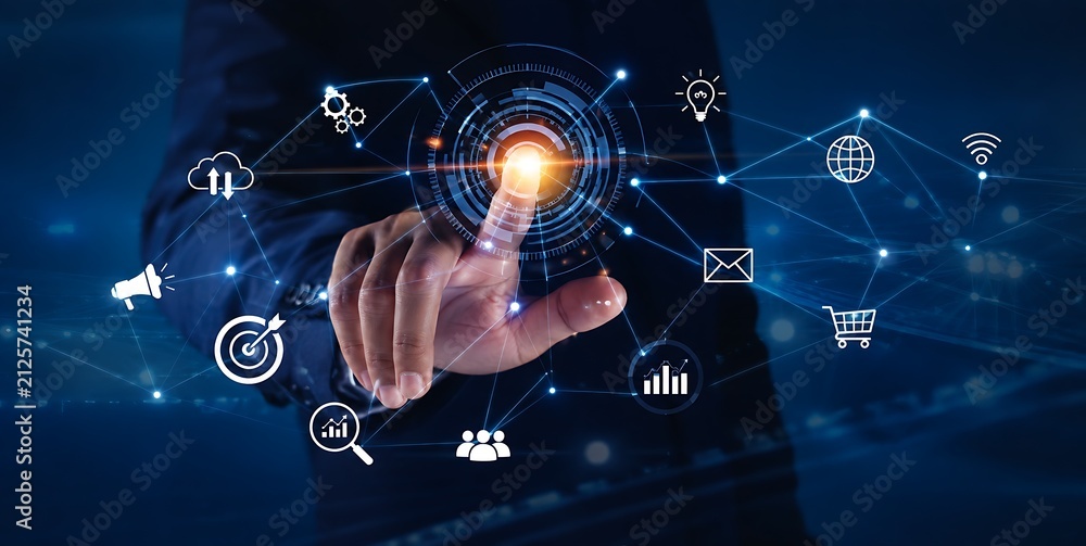 Obraz premium Digital Business Network Technology Innovation Concept
