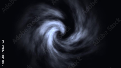 Smoke twisting around a vortex seamless loop, swirling grey mist abstract background
