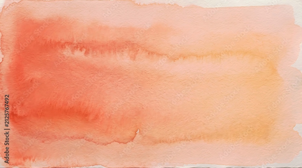 Fototapeta premium Abstract watercolor background with soft orange and peach gradient wash on textured paper